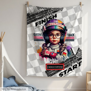 Stylish Racing Formula 1 Little Driver Girl Gift Fleece Blanket