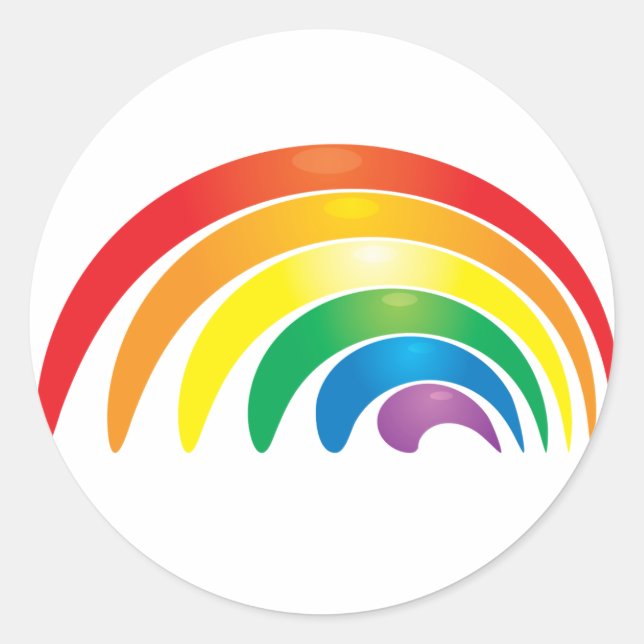 Stylish Rainbow Classic Round Sticker (Front)