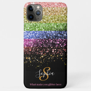 Stylish Rainbow Glitter Personalized Monogram Case-Mate iPhone Case