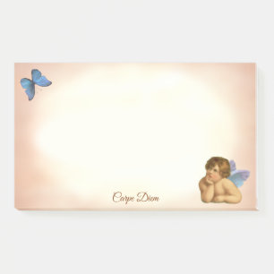 Stylish Raphael Cherub & Blue Butterfly Post-it Notes