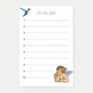 Stylish Raphael Cherub & Blue Hummingbird Post-it Notes