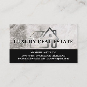 Stylish Real Estate Logo   Marble Business Card