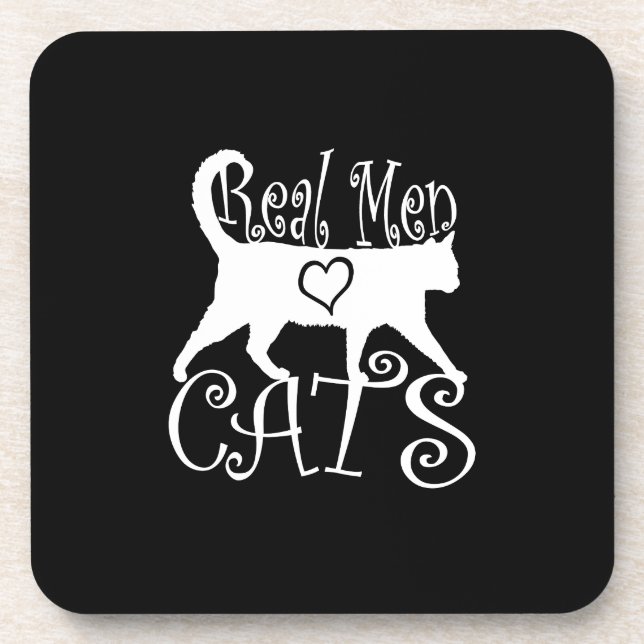Stylish Real Men Love Cats Coaster (Front)