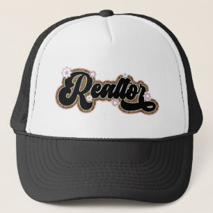Stylish Realtor Girl Glitter Floral Trucker Hat