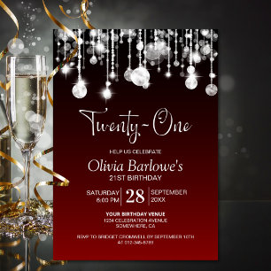 Stylish Red 21st Birthday Party Invitation
