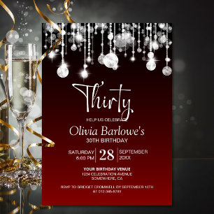 Stylish Red 30th Birthday Party Invitation