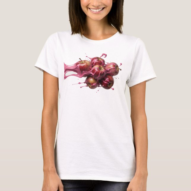 Stylish Red Abstract Apple Graphic Tee (Front)