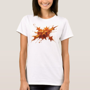 Stylish Red Abstract Stars Artistic Motif T-Shirt