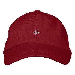 Stylish Red Adjustable-Hat M Initial Monogram Wear Embroidered Hat