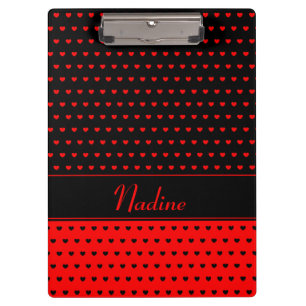 Stylish Red and Black Hearts, Name/ Text Template Clipboard