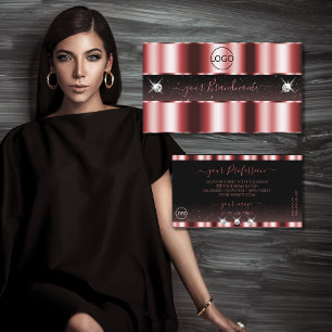 Stylish Red and Black Sparkling Diamonds with Logo Business Card