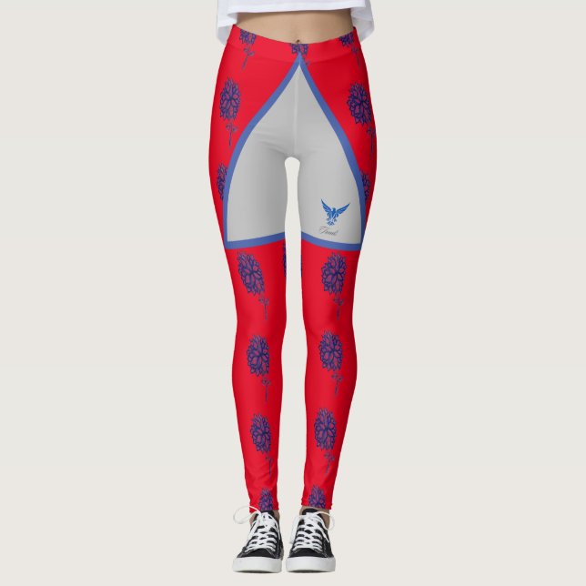 Stylish Red and blue eagle Modern design Leggings  (Front)