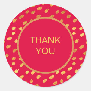 Stylish Red and Gold Thank You Sticker