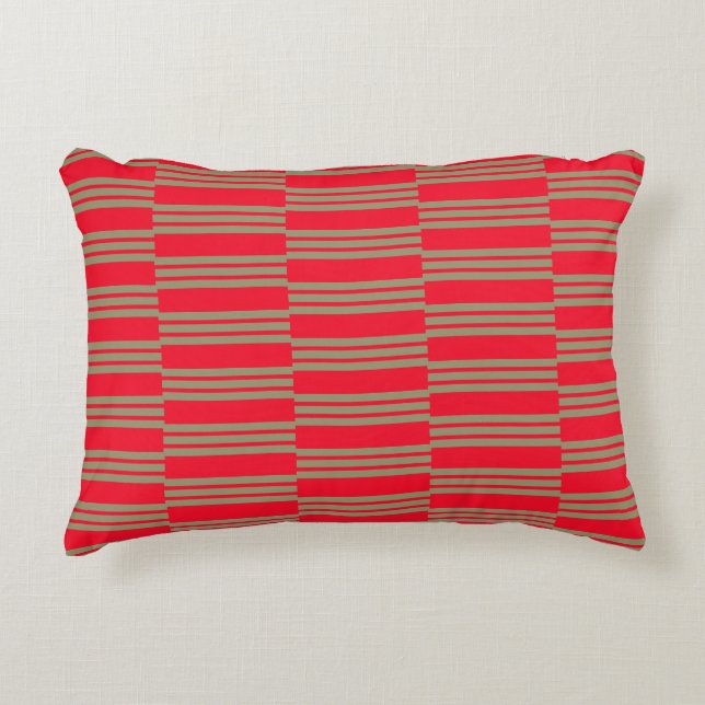 Stylish Red and Green Stripes Decorative Cushion (Front)