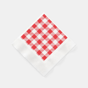 Stylish Red and White Chequered Coined Cocktail Napkin