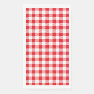 Stylish Red and White Chequered Guest Paper Napkin