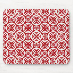 Stylish Red and White Geometric Pattern Mouse Pad