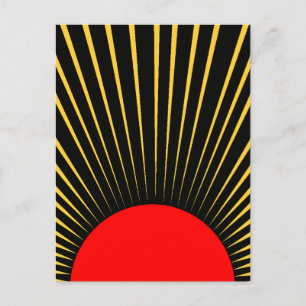 Stylish Red and Yellow Sun Rays Postcard