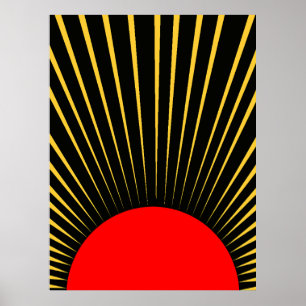 Stylish Red and Yellow Sun Rays Poster