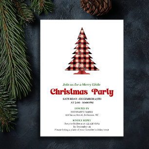 Stylish Red Black Plaid Christmas Event Invite