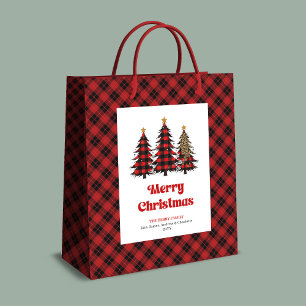 Stylish red black tartan Christmas bag personalize