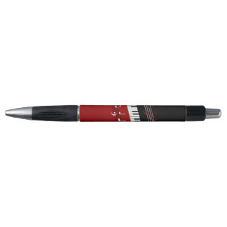 Stylish Red Black White Piano Keys and Notes