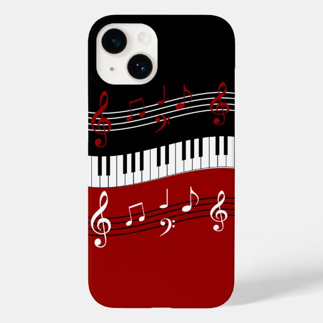 Stylish Red Black White Piano Keys and Notes Case-Mate iPhone Case (Back)