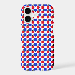 Stylish red Blue black and white abstract pattern