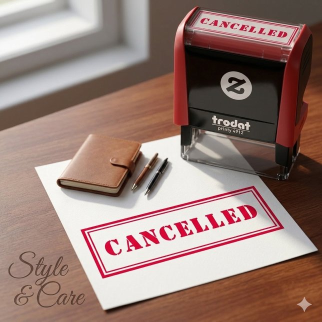 Stylish Red CANCELLED Self-Inking Rubber Stamp (Stylish Red CANCELLED Self-Inking Rubber Stamp)