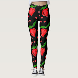Stylish Red Candy Hearts Leggings
