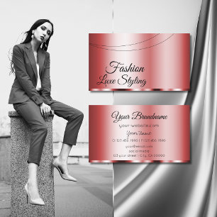 Stylish Red Chic Glamourous Professional and Simpl Business Card