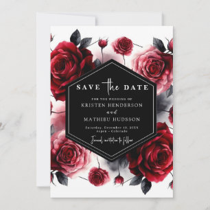 Stylish Red Crimson Red Wedding Save The Date