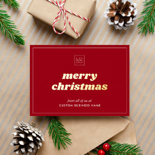 Stylish Red Custom Logo Christmas Foil Card