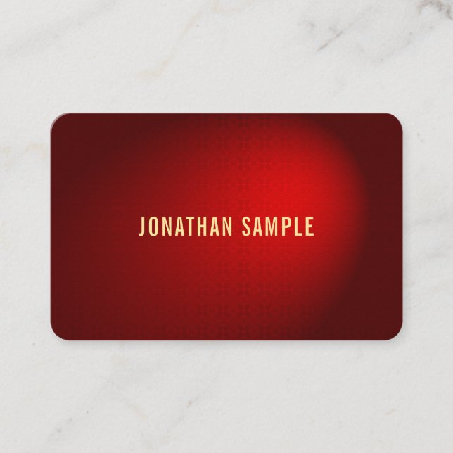 Stylish Red Damask Gold Text Template Chic Rounded Business Card (Front)