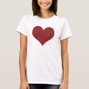 Stylish Red Faux Glitter Valentine's Heart T-Shirt