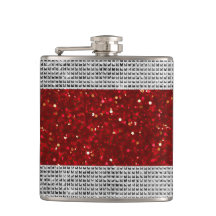 Stylish Red Glitter Liquor Vinyl Wrapped Flask
