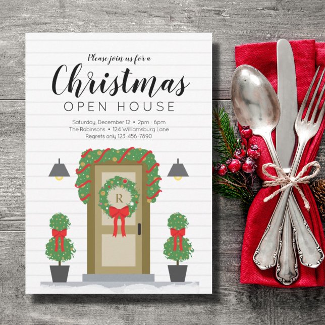 Stylish Red Green Christmas Open House Invitation (Creator Uploaded)