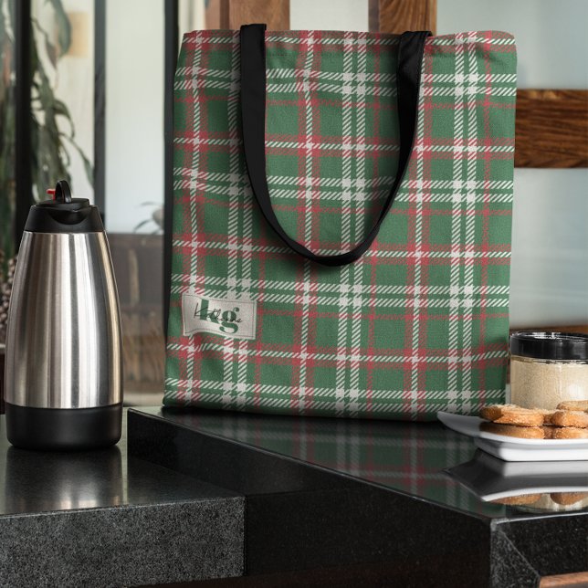 Stylish Red & Green Holiday Colours Plaid Shoulder Tote Bag (Creator Uploaded)