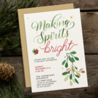 Stylish Red Green Making Spirits Bright Watercolor