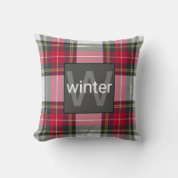 Stylish Red|Grey Tartan Plaid Monogrammed|Name