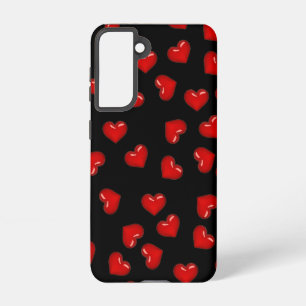 Stylish Red heart love pattern on Black Samsung Galaxy Case