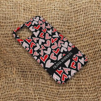 Stylish Red Hearts Valentine's Day Personalised Case-Mate iPhone 14 Case