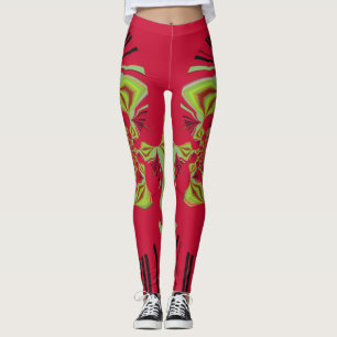 Stylish red lemon edgy fashion pattern design leggings