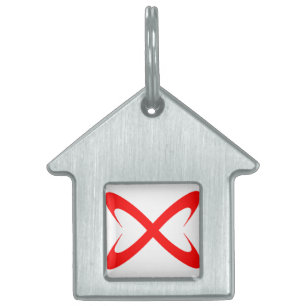 Stylish Red Letter X Monogram Pet ID Tag