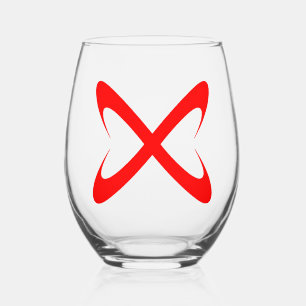 Stylish Red Letter X Monogram Stemless Wine Glass
