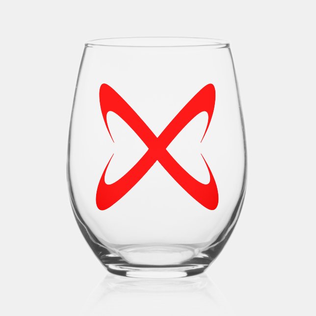 Stylish Red Letter X Monogram Stemless Wine Glass (Front)