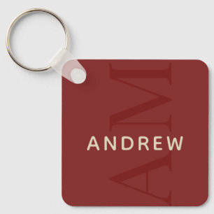 Stylish Red Monogram with Name Key Ring