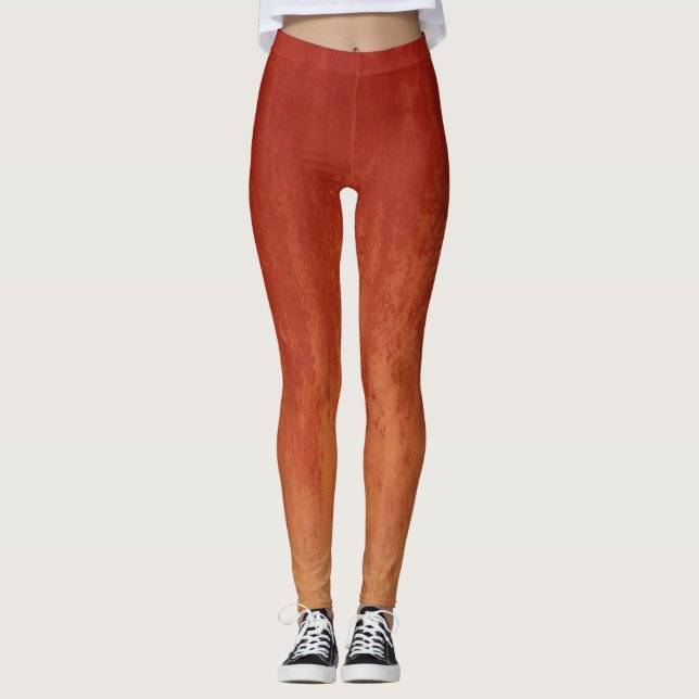 Stylish Red Ombre Pattern Leggings (Front)