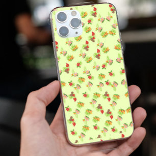 Stylish Red & pink exotic flower pattern on green iPhone 13 Pro Max Case