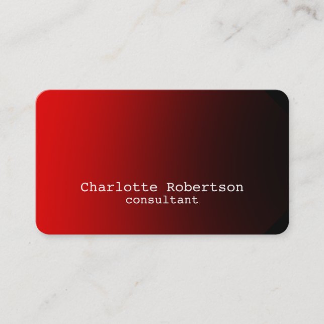 Stylish Red Plain Creative Modern Consultant Business Card (Front)
